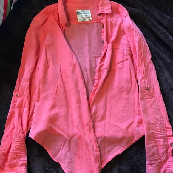 Coral Pink Button Up - Picture 2 of 4